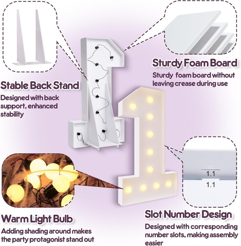 Bugame Light Up Numbers 4FT, Number 40 Light Up Sign Marquee Numbers 4 Feet Tall, Large 40 Marquee Number for 40th Birthday Party Decorations Mosaic Número - Image 4